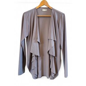 Wmns Sympli The Best Canada Taupe Flowy Asymmetrical Open Front Cardigan Size 12